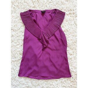 Ann Taylor Magenta Pleated V-Neck Sleeveless Tank Top S